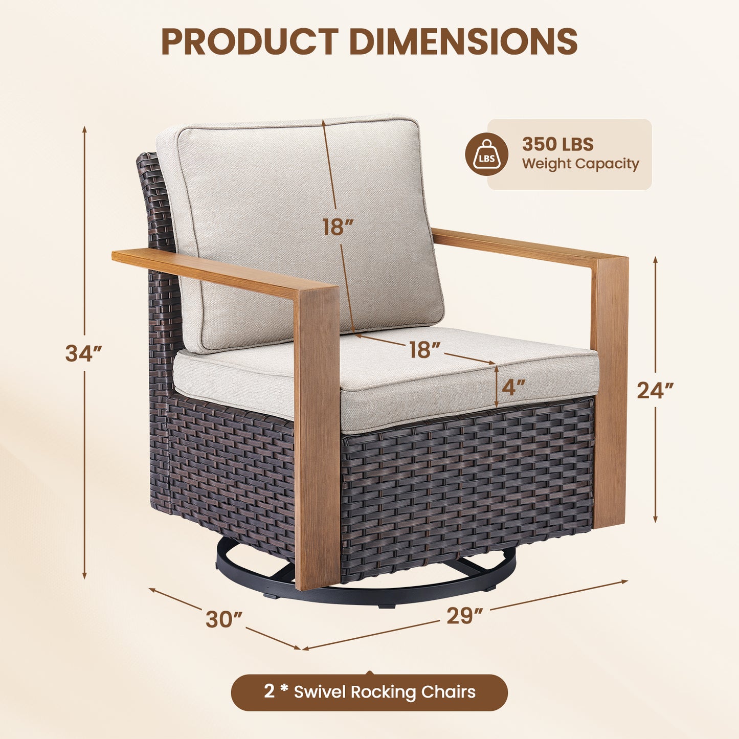Gymojoy Outdoor Swivel Rocker Patio Chairs Set of 2