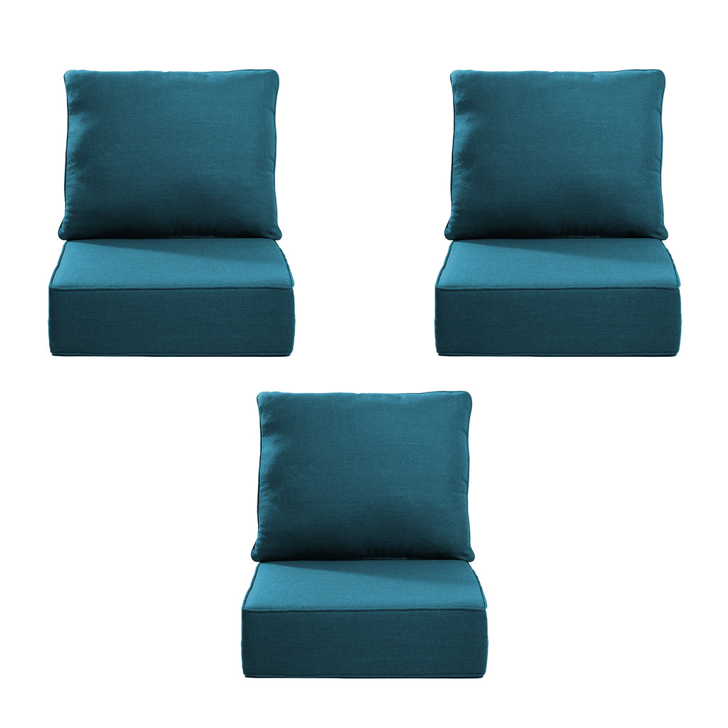 Gymojoy Outdoor Wicker Furniture Cushion Set, 24 x 24 x 6 Thicken Deep Seat Patio Chair Cushions, 3 Sets