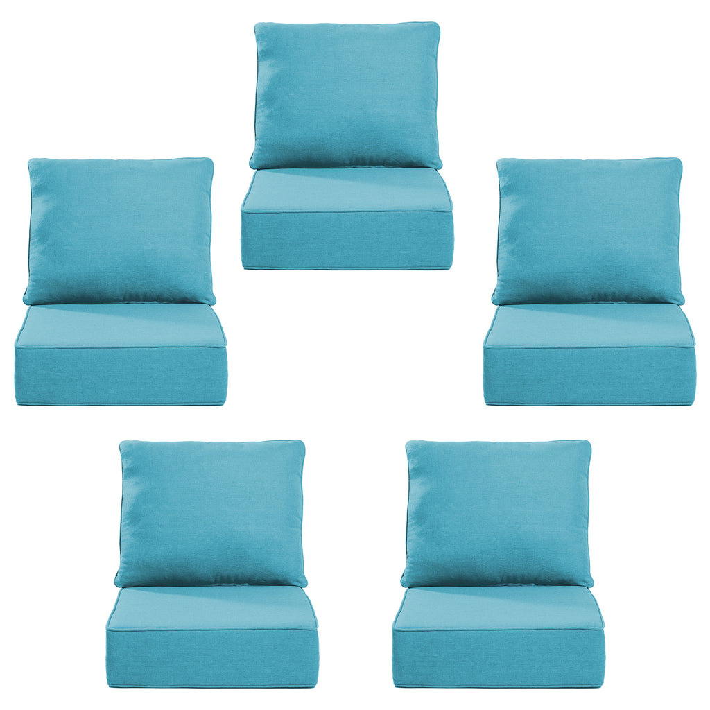 Gymojoy Outdoor Wicker Furniture Cushion Set, 24 x 24 x 6 Thicken Deep Seat Patio Chair Cushions, 5 Sets