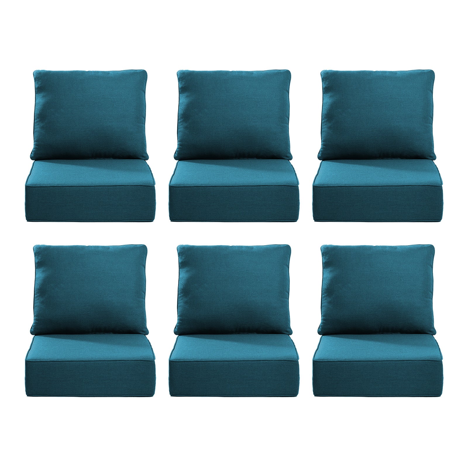 Gymojoy Outdoor Wicker Furniture Cushion Set, 24 x 24 x 6 Thicken Deep Seat Patio Chair Cushions, 6 Sets