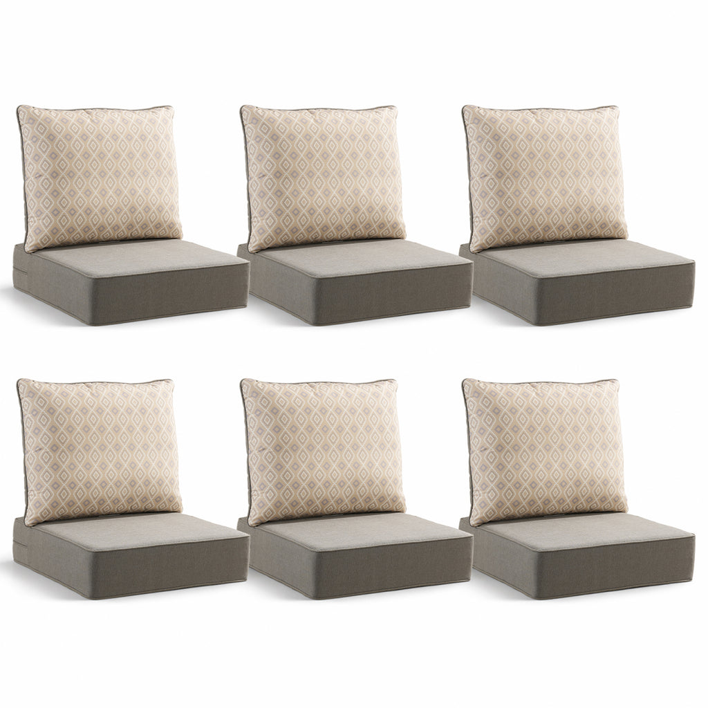 Gymojoy Outdoor Wicker Furniture Cushion Set, 24 x 24 x 6 Thicken Deep Seat Patio Chair Cushions, 6 Sets