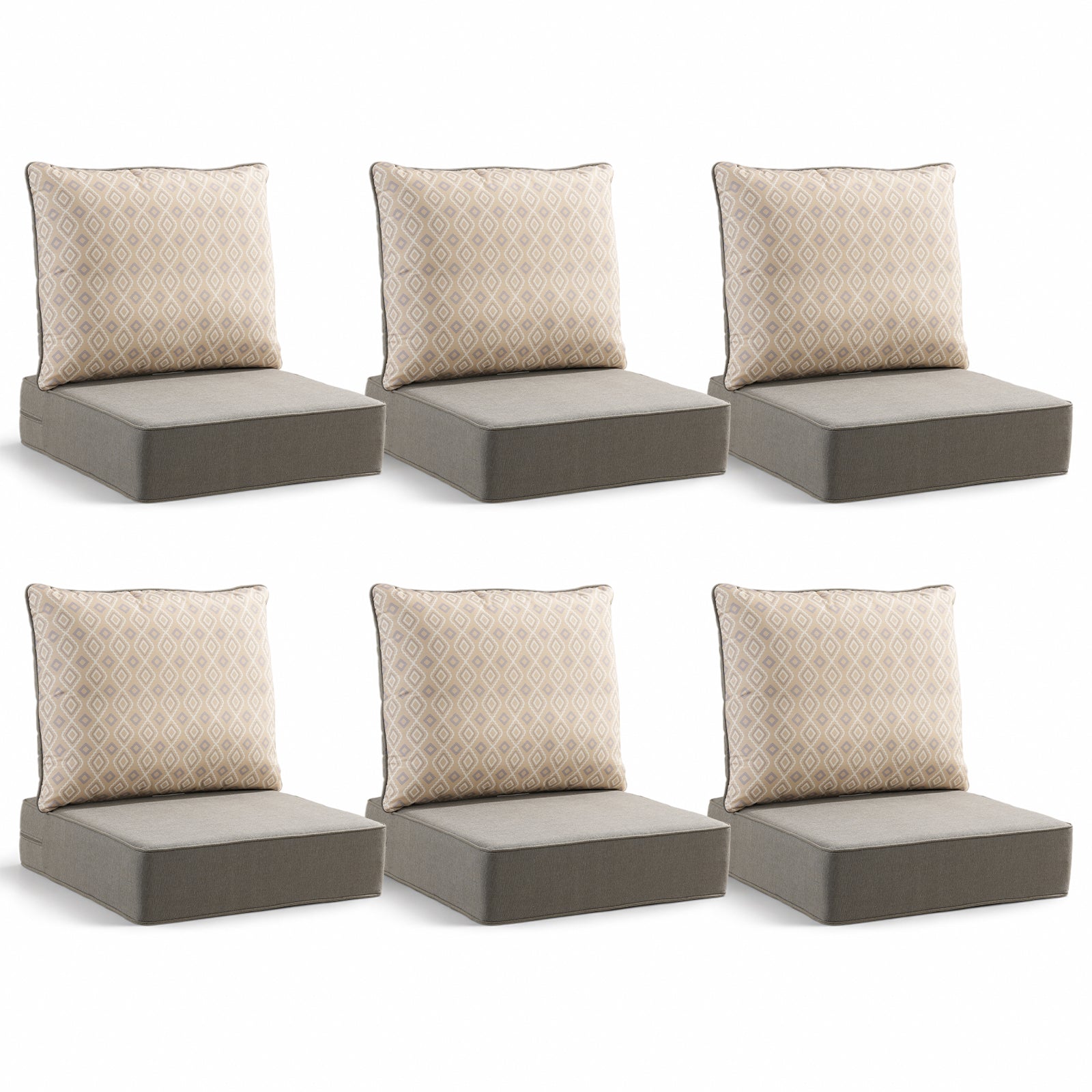 Gymojoy Outdoor Wicker Furniture Cushion Set, 24 x 24 x 6 Thicken Deep Seat Patio Chair Cushions, 6 Sets
