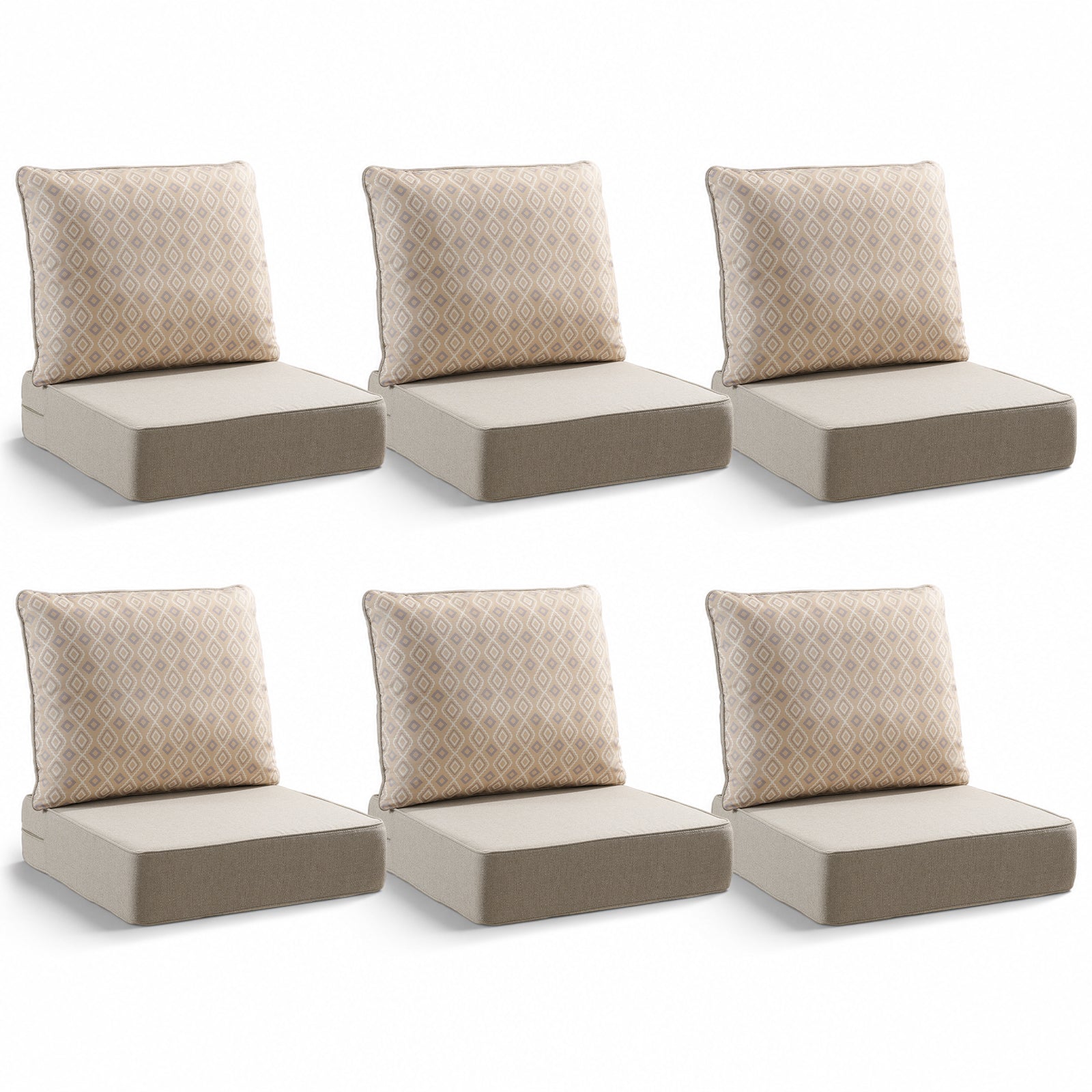 Gymojoy Outdoor Wicker Furniture Cushion Set, 24 x 24 x 6 Thicken Deep Seat Patio Chair Cushions, 6 Sets