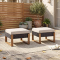 Gymojoy Outdoor Wicker Patio Ottomans Set of 2, Multipurpose Foot Stool Foot Rest for Porch Balcony Backyard
