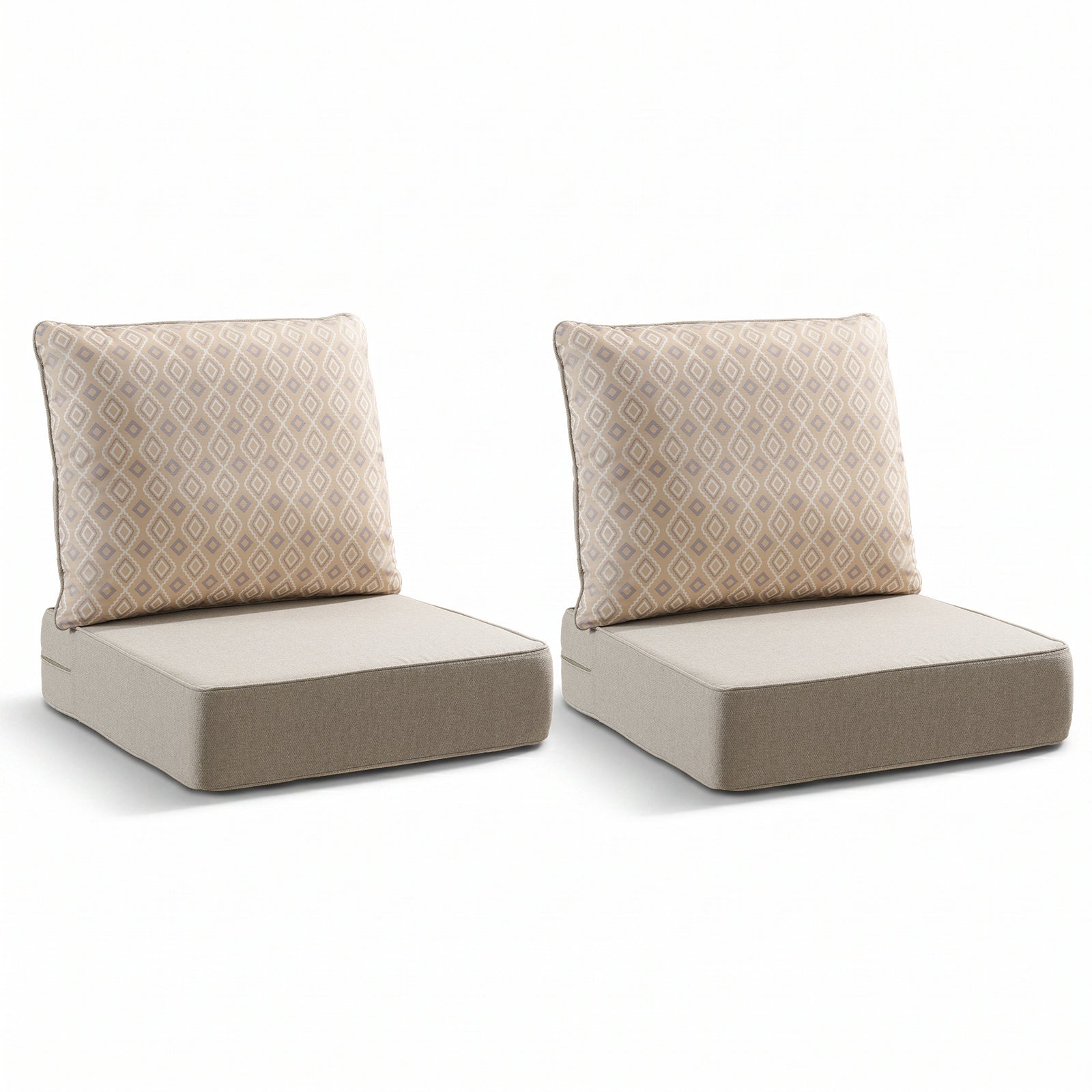 Gymojoy Outdoor Wicker Furniture Cushion Set, 24 x 24 x 6 Thicken Deep Seat Patio Chair Cushions, 2 Sets