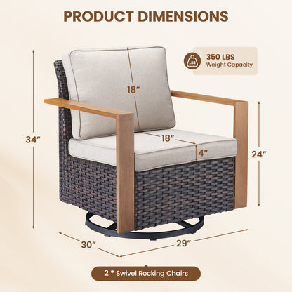 Gymojoy Outdoor Swivel Rocker Patio Chairs Set of 2