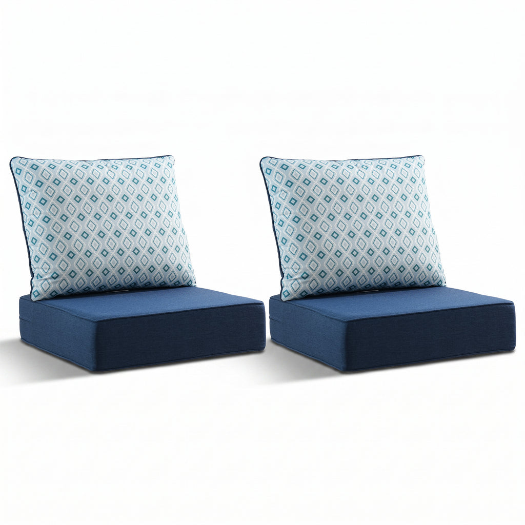Gymojoy Outdoor Wicker Furniture Cushion Set, 24 x 24 x 6 Thicken Deep Seat Patio Chair Cushions, 2 Sets