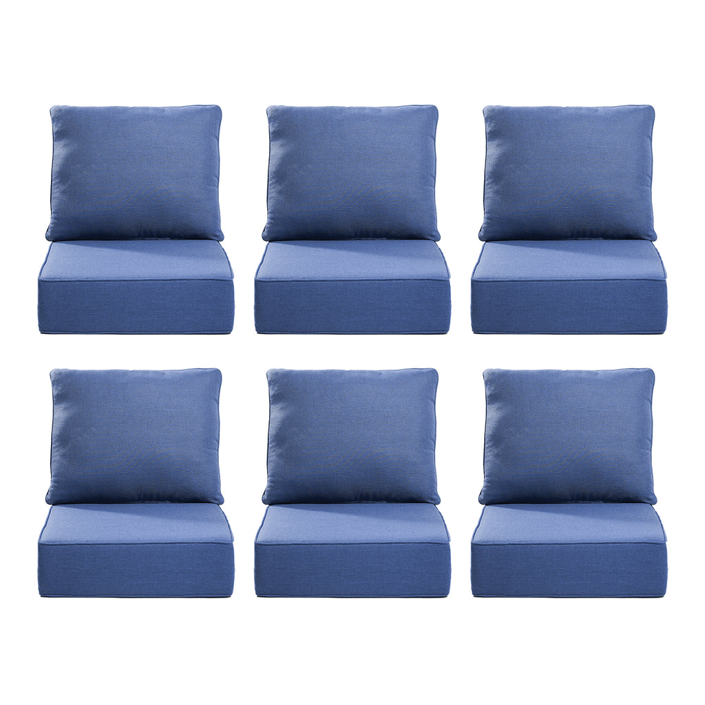 Gymojoy Outdoor Wicker Furniture Cushion Set, 24 x 24 x 6 Thicken Deep Seat Patio Chair Cushions, 6 Sets