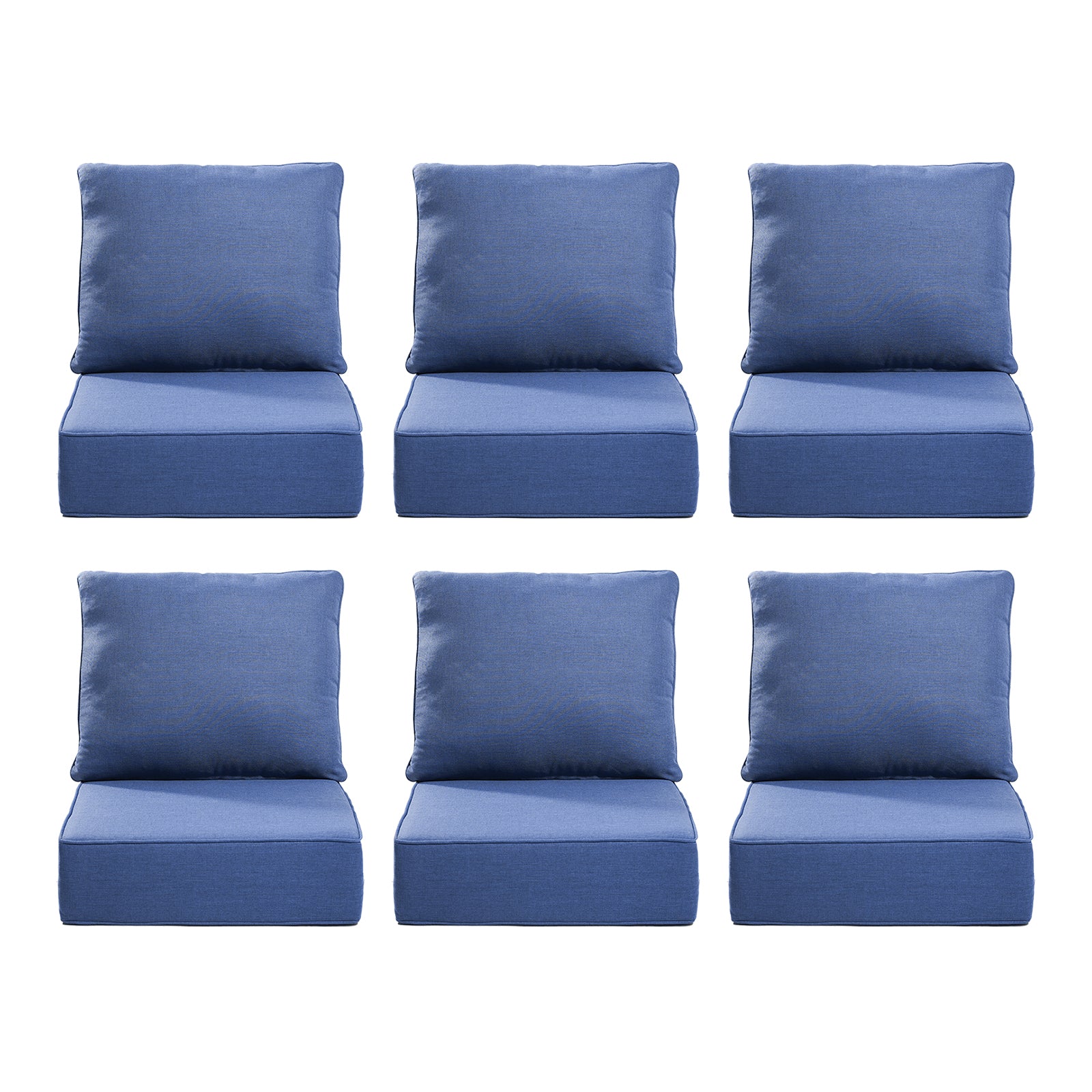 Gymojoy Outdoor Wicker Furniture Cushion Set, 24 x 24 x 6 Thicken Deep Seat Patio Chair Cushions, 6 Sets