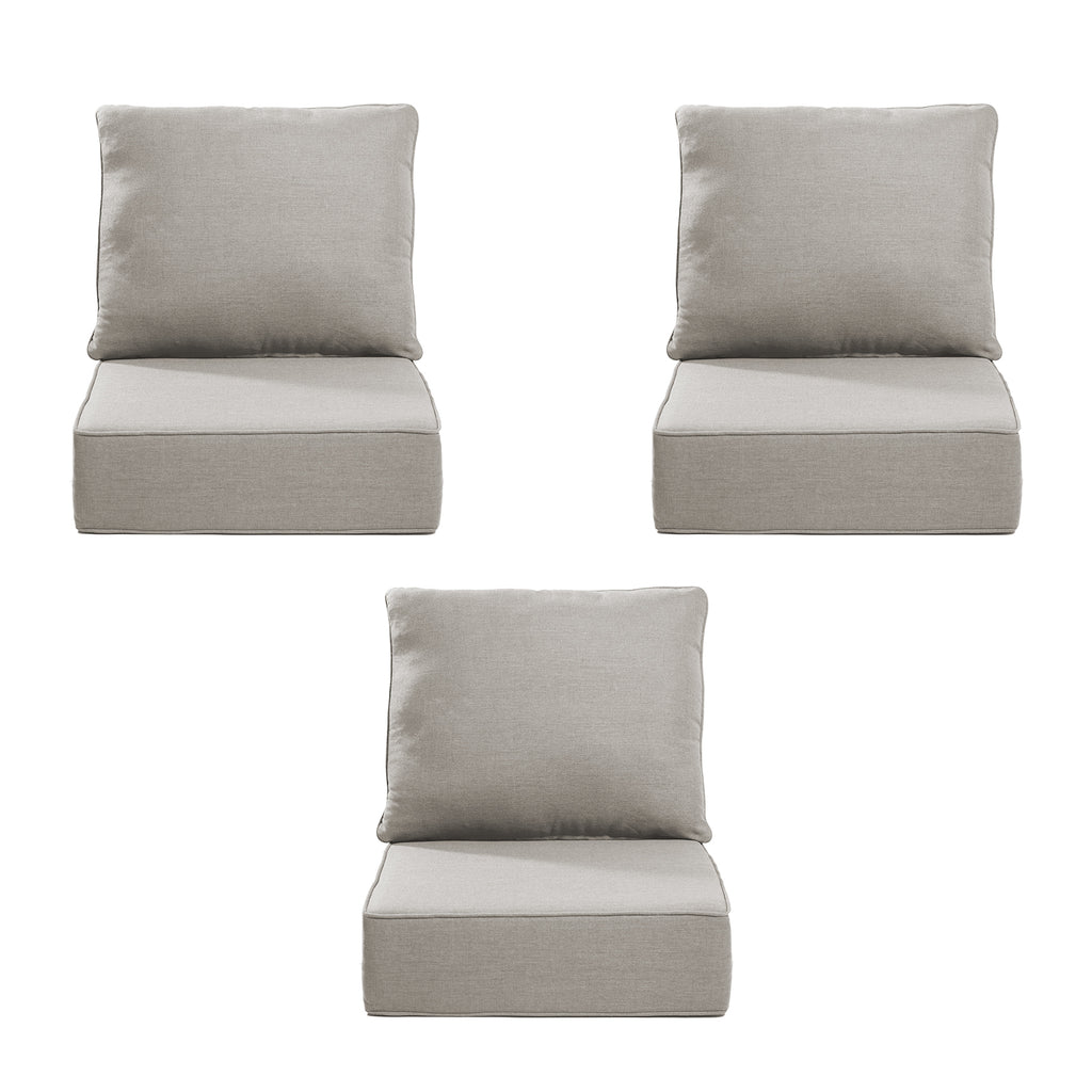 Gymojoy Outdoor Wicker Furniture Cushion Set, 24 x 24 x 6 Thicken Deep Seat Patio Chair Cushions, 3 Sets