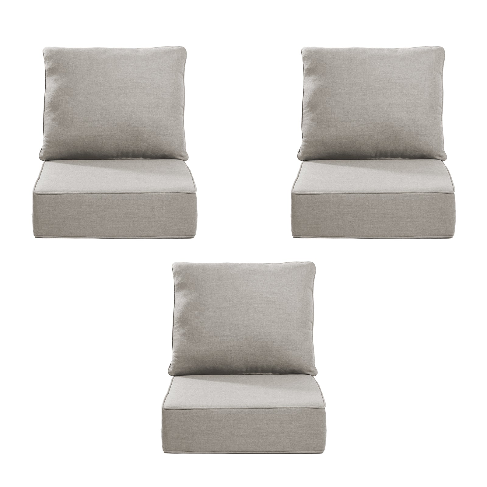 Gymojoy Outdoor Wicker Furniture Cushion Set, 24 x 24 x 6 Thicken Deep Seat Patio Chair Cushions, 3 Sets