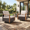 Gymojoy Outdoor Swivel Rocker Patio Chairs Set of 2 with Wide Metal Armrests, All-Weather Wicker Glider Chairs for Porch Deck Sunroom Backyard