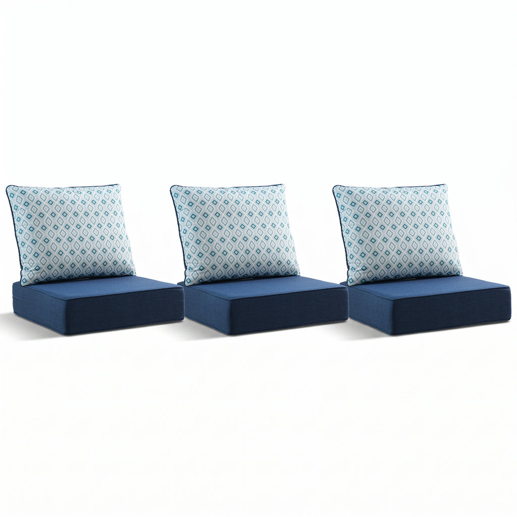 Gymojoy Outdoor Wicker Furniture Cushion Set, 24 x 24 x 6 Thicken Deep Seat Patio Chair Cushions, 3 Sets