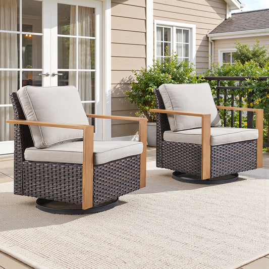 Gymojoy Outdoor Swivel Rocker Patio Chairs Set of 2