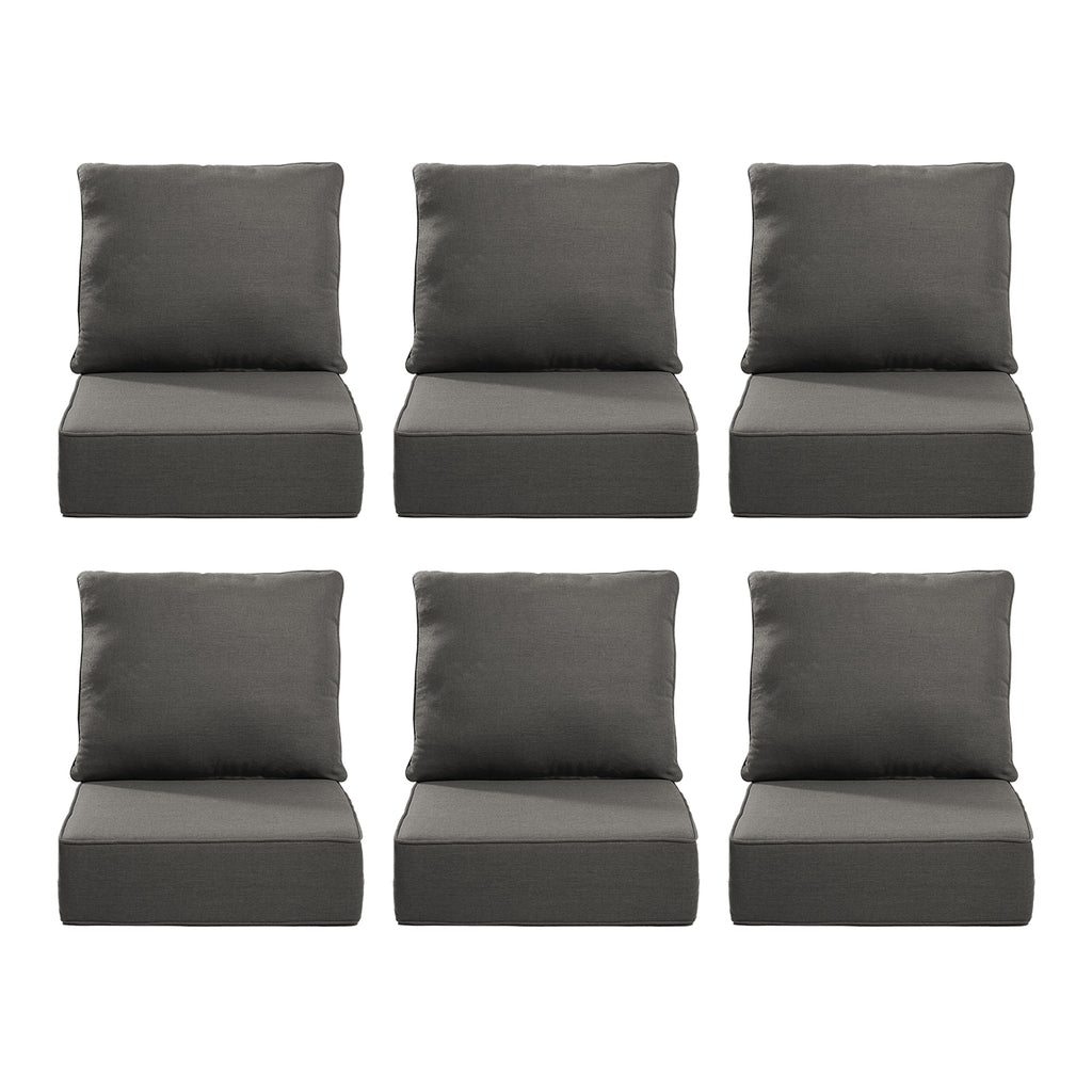 Gymojoy Outdoor Wicker Furniture Cushion Set, 24 x 24 x 6 Thicken Deep Seat Patio Chair Cushions, 6 Sets