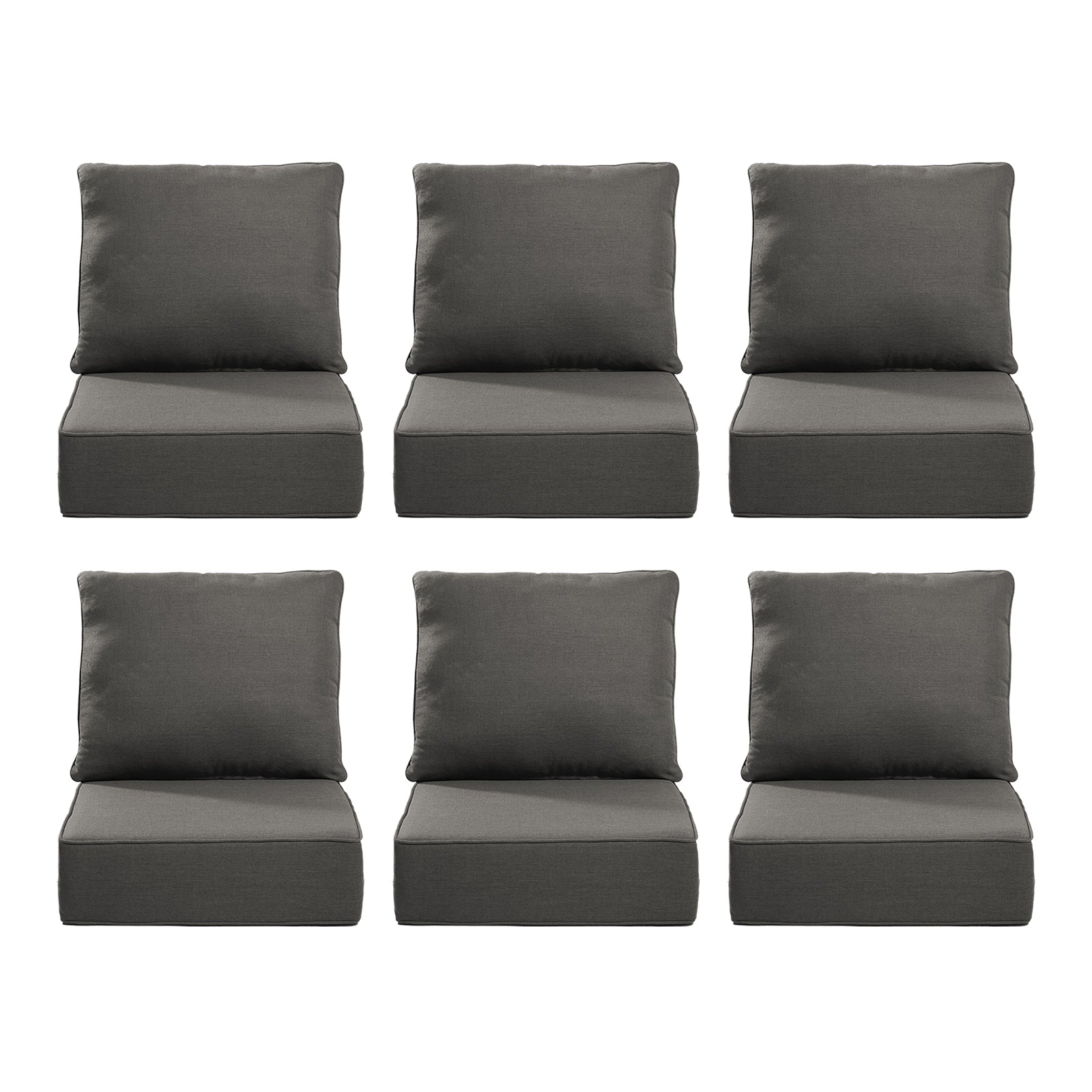 Gymojoy Outdoor Wicker Furniture Cushion Set, 24 x 24 x 6 Thicken Deep Seat Patio Chair Cushions, 6 Sets