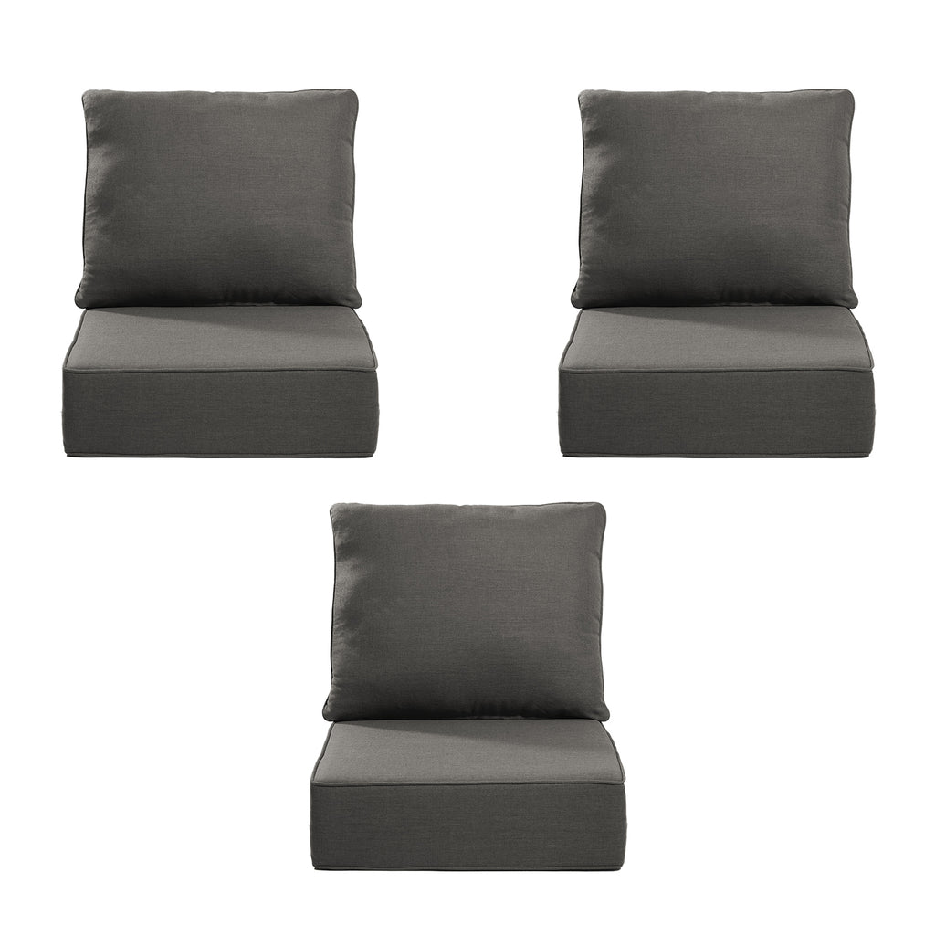 Gymojoy Outdoor Wicker Furniture Cushion Set, 24 x 24 x 6 Thicken Deep Seat Patio Chair Cushions, 3 Sets