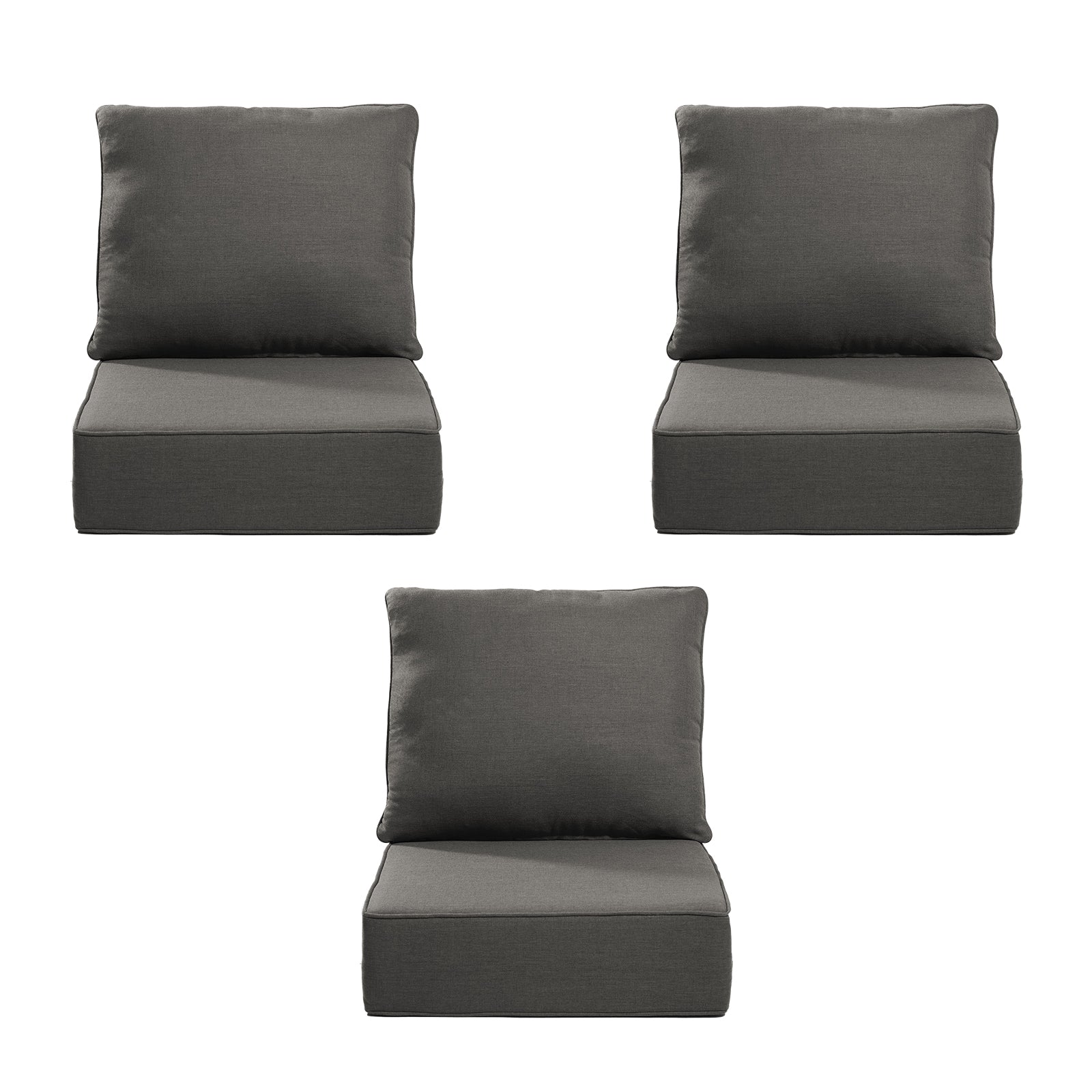 Gymojoy Outdoor Wicker Furniture Cushion Set, 24 x 24 x 6 Thicken Deep Seat Patio Chair Cushions, 3 Sets