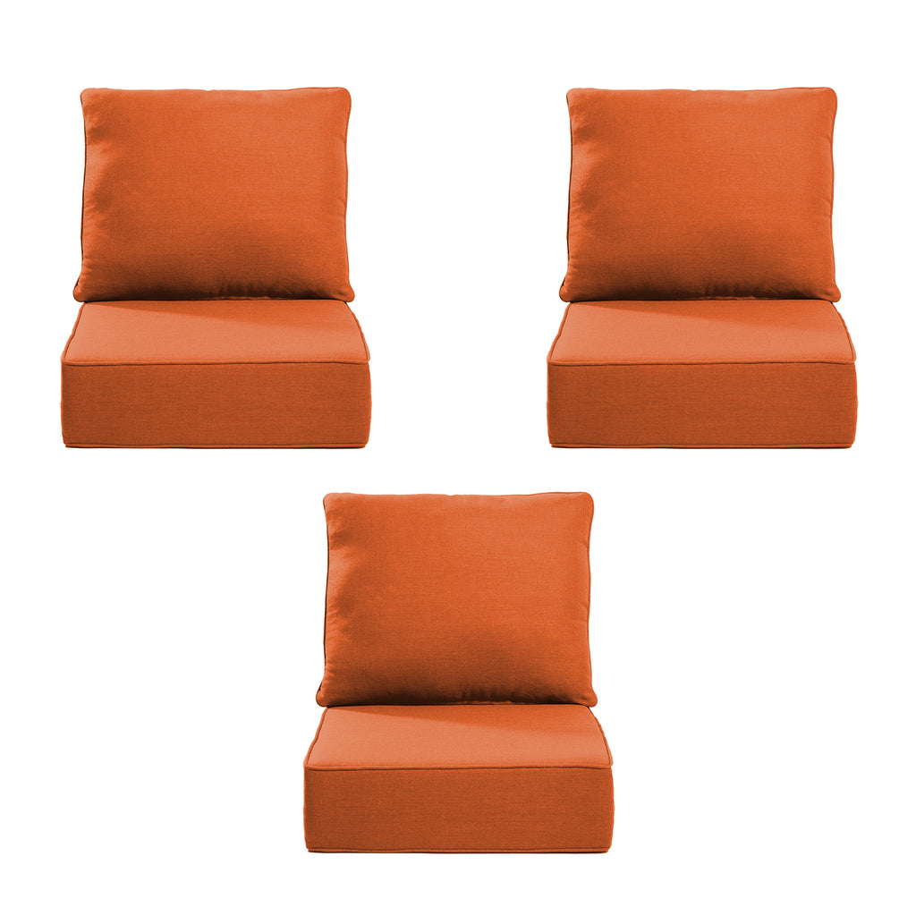 Gymojoy Outdoor Wicker Furniture Cushion Set, 24 x 24 x 6 Thicken Deep Seat Patio Chair Cushions, 3 Sets