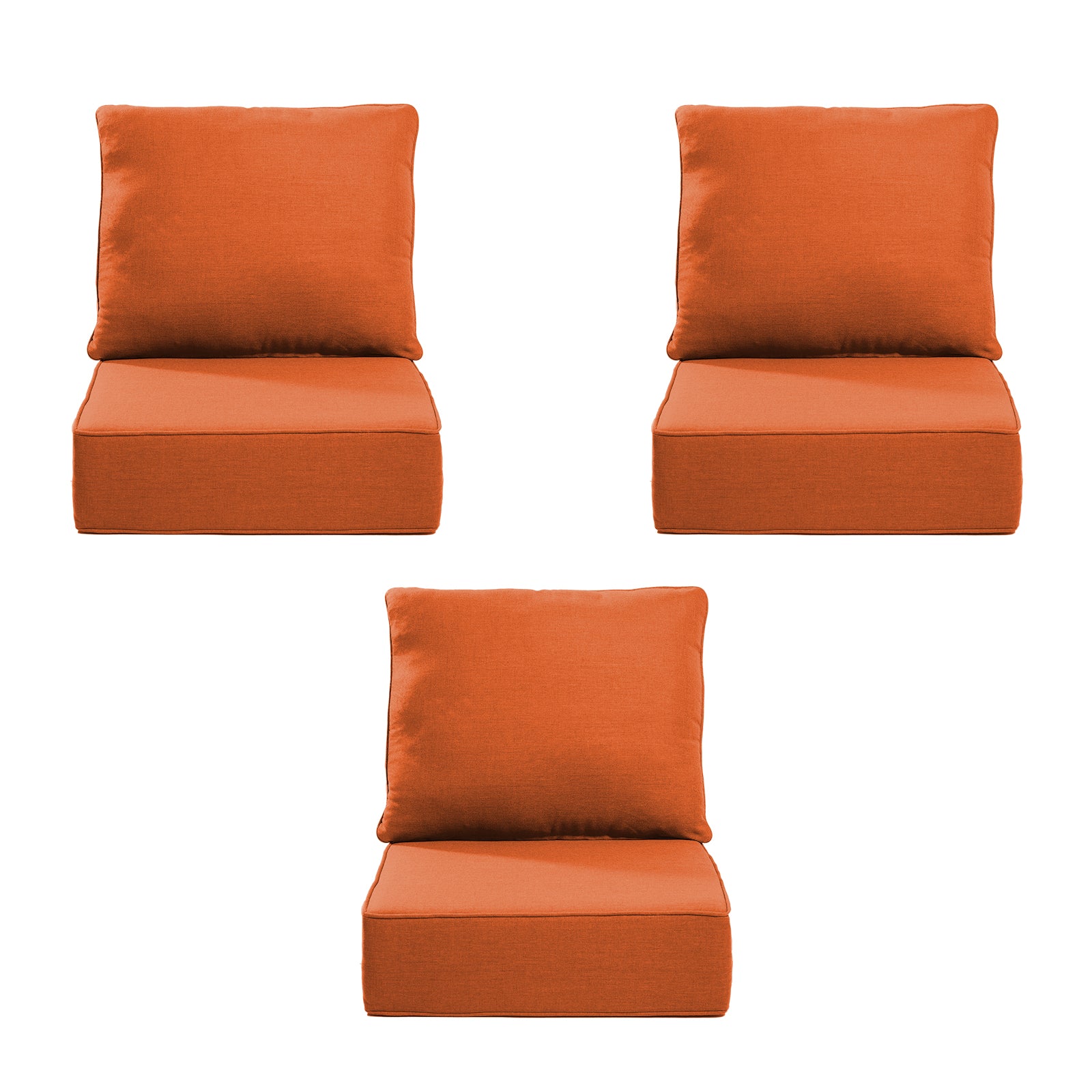 Gymojoy Outdoor Wicker Furniture Cushion Set, 24 x 24 x 6 Thicken Deep Seat Patio Chair Cushions, 3 Sets