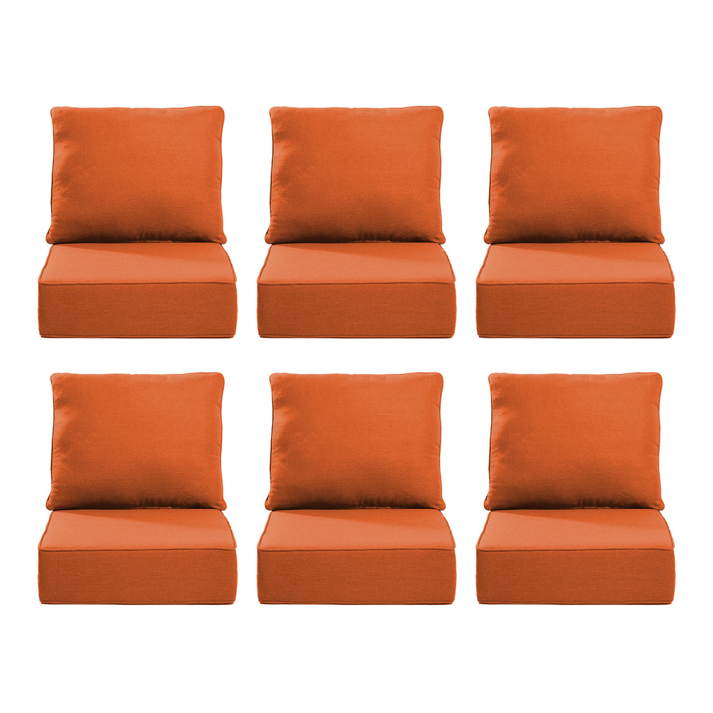 Gymojoy Outdoor Wicker Furniture Cushion Set, 24 x 24 x 6 Thicken Deep Seat Patio Chair Cushions, 6 Sets