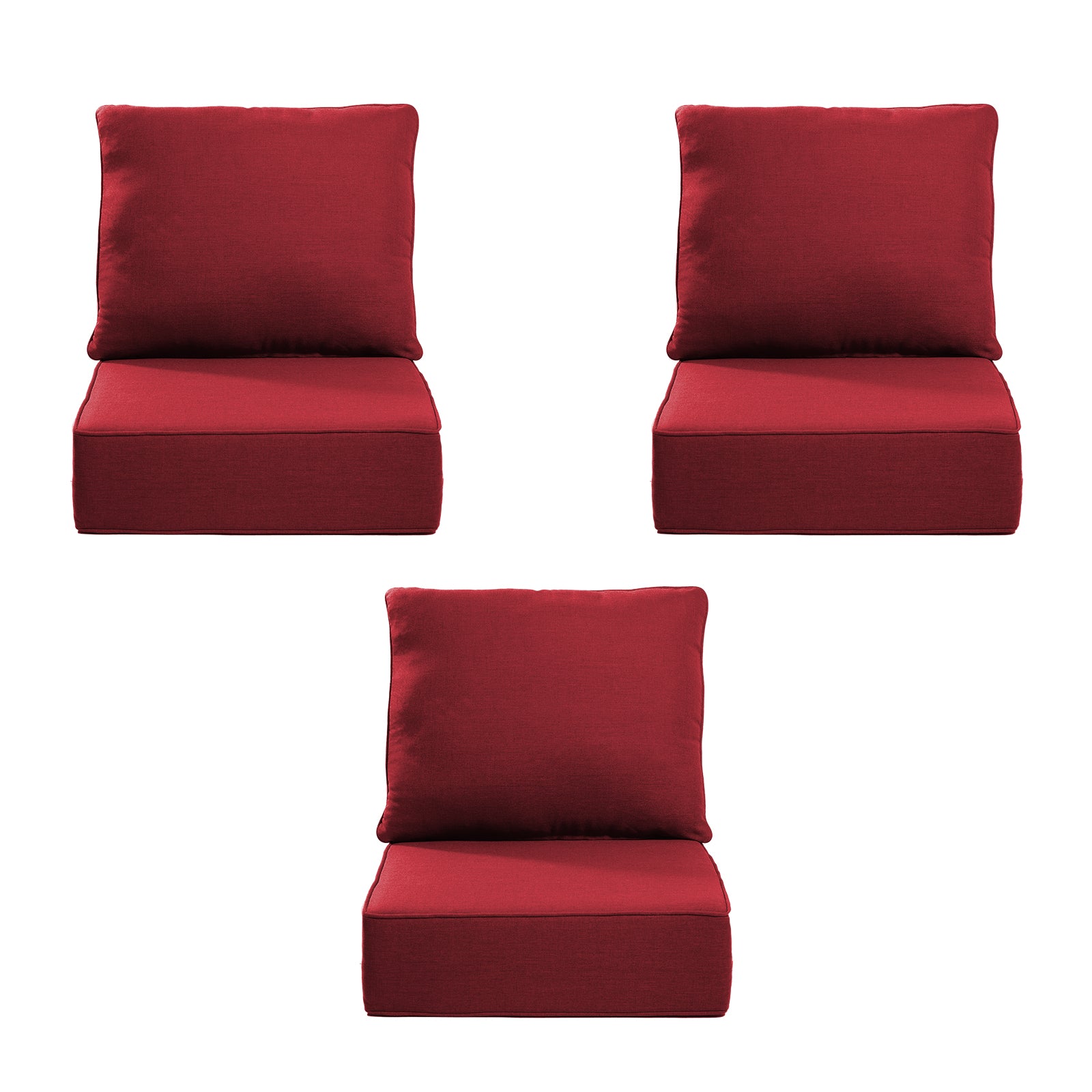 Gymojoy Outdoor Wicker Furniture Cushion Set, 24 x 24 x 6 Thicken Deep Seat Patio Chair Cushions, 3 Sets
