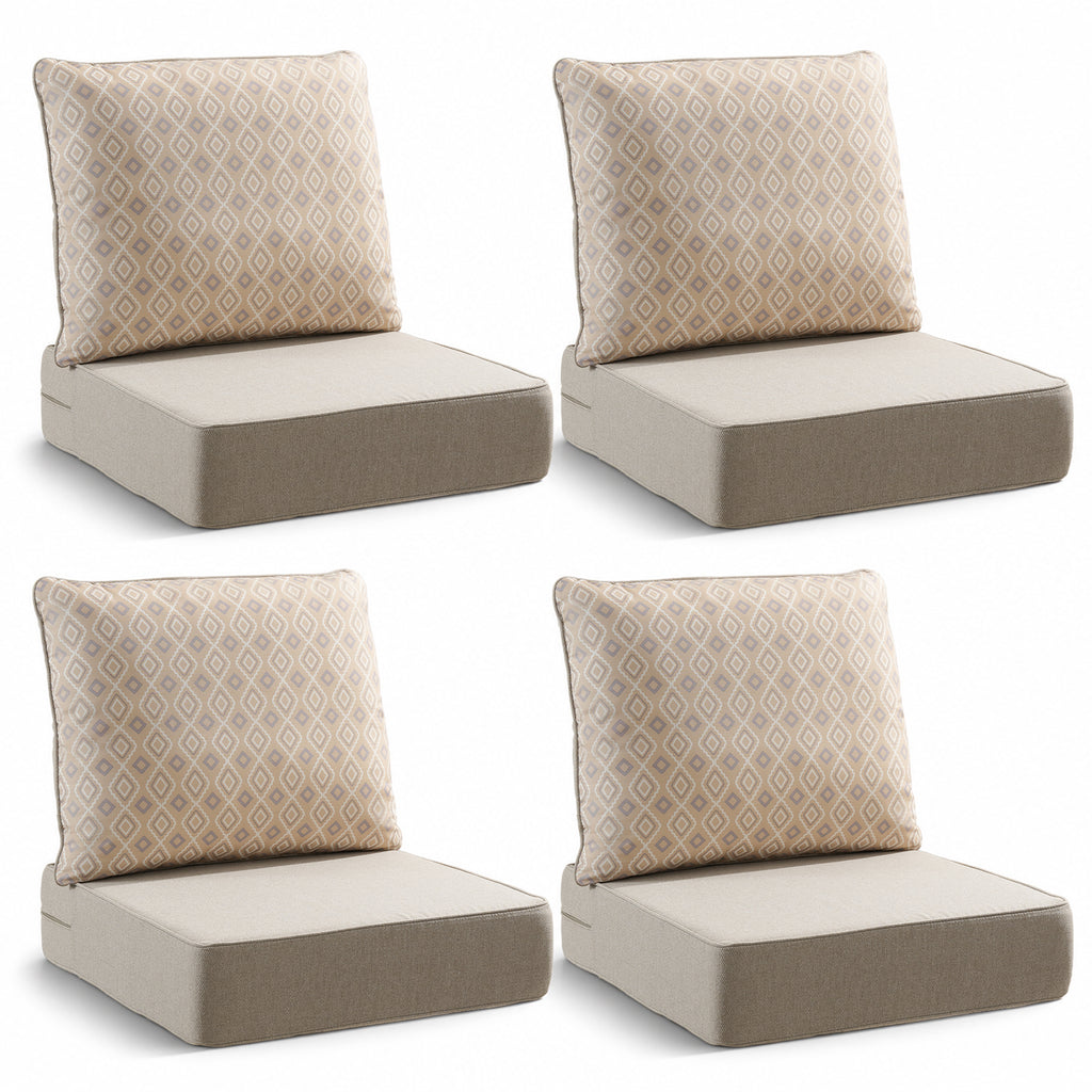 Gymojoy Outdoor Wicker Furniture Cushion Set, 24 x 24 x 6 Thicken Deep Seat Patio Chair Cushions, 4 Sets