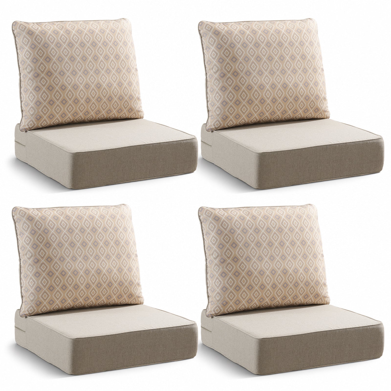 Gymojoy Outdoor Wicker Furniture Cushion Set, 24 x 24 x 6 Thicken Deep Seat Patio Chair Cushions, 4 Sets
