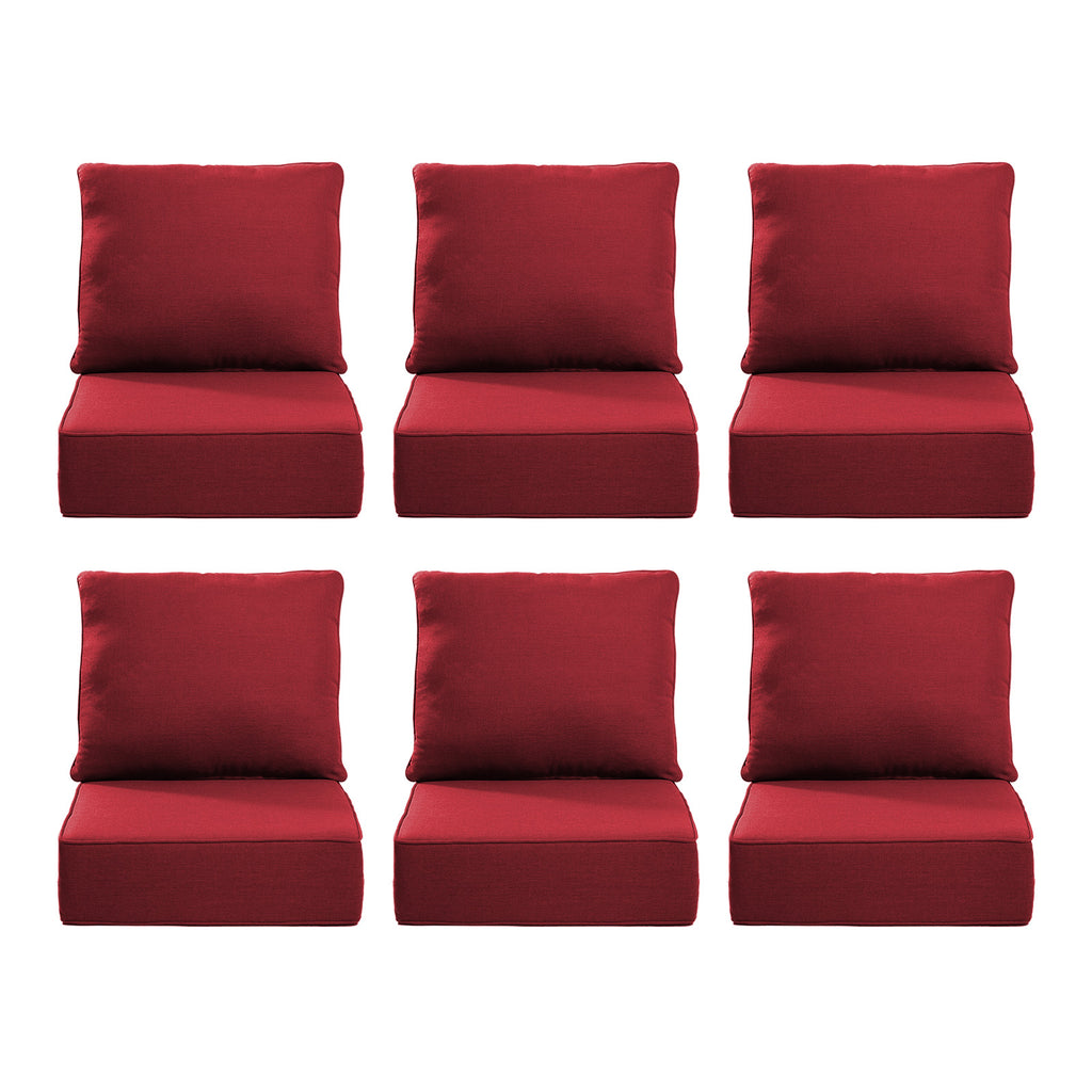 Gymojoy Outdoor Wicker Furniture Cushion Set, 24 x 24 x 6 Thicken Deep Seat Patio Chair Cushions, 6 Sets