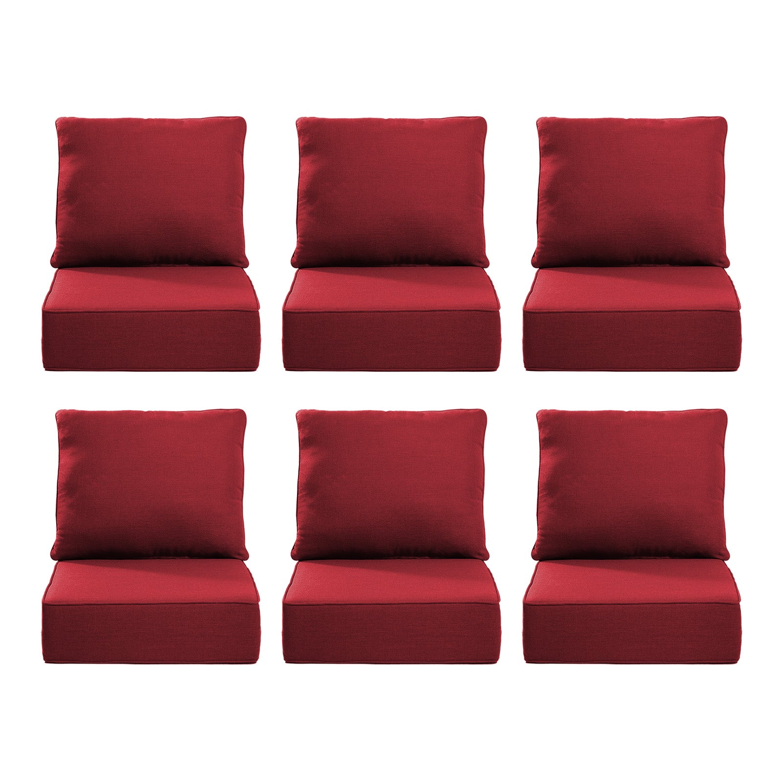 Gymojoy Outdoor Wicker Furniture Cushion Set, 24 x 24 x 6 Thicken Deep Seat Patio Chair Cushions, 6 Sets