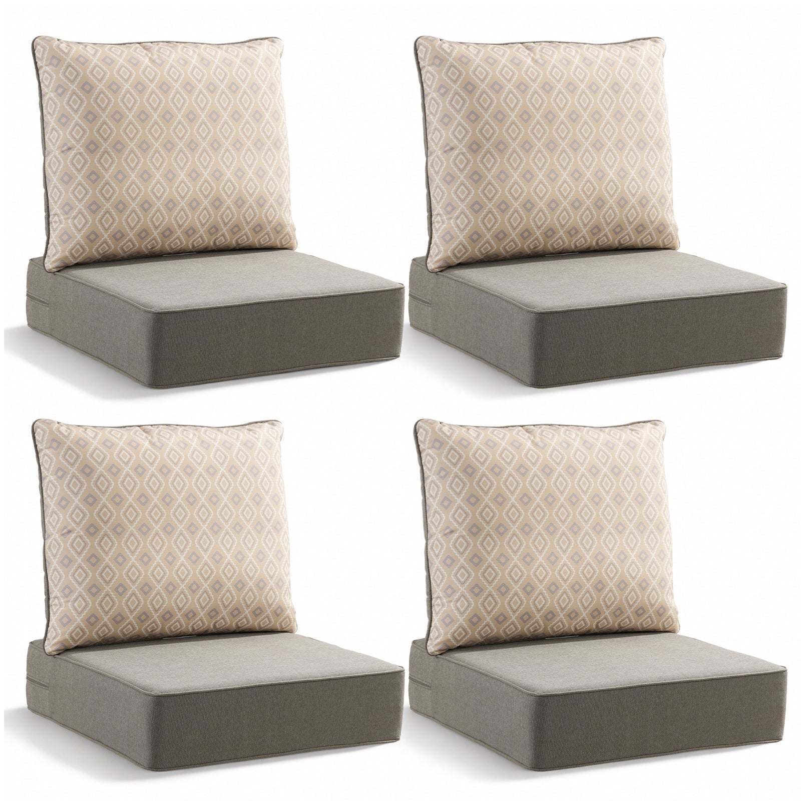 Gymojoy Outdoor Wicker Furniture Cushion Set, 24 x 24 x 6 Thicken Deep Seat Patio Chair Cushions, 4 Sets
