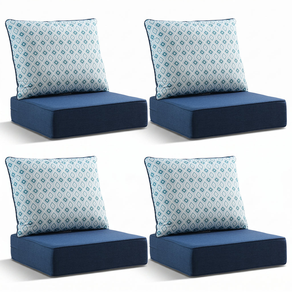 Gymojoy Outdoor Wicker Furniture Cushion Set, 24 x 24 x 6 Thicken Deep Seat Patio Chair Cushions, 4 Sets