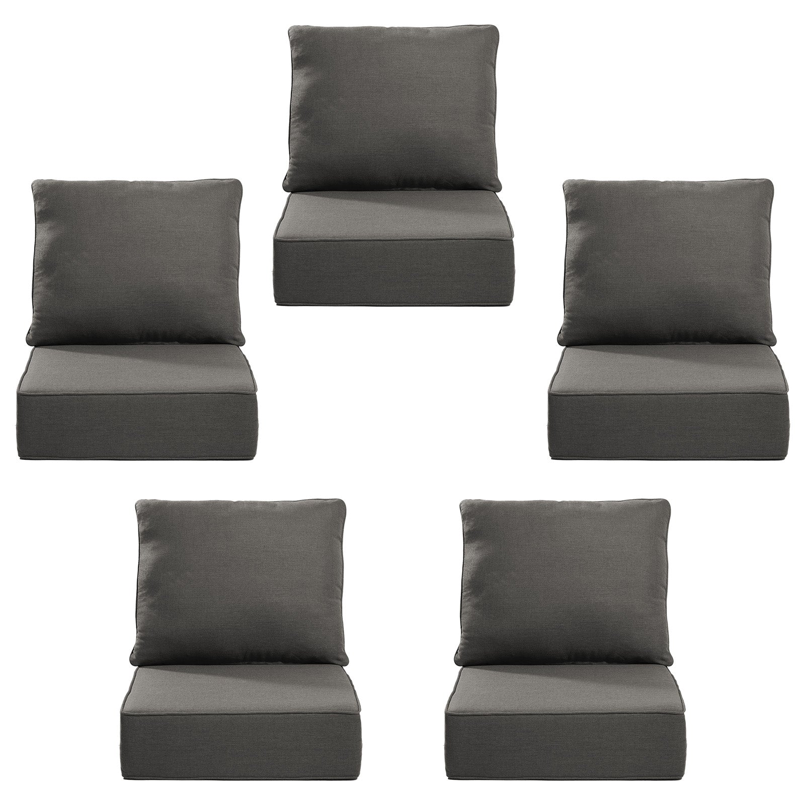 Gymojoy Outdoor Wicker Furniture Cushion Set, 24 x 24 x 6 Thicken Deep Seat Patio Chair Cushions, 5 Sets
