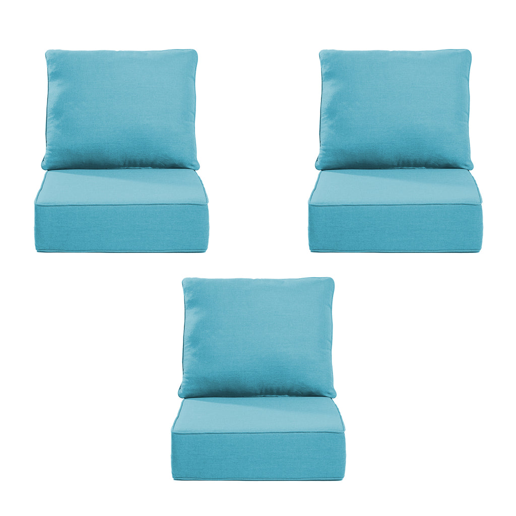 Gymojoy Outdoor Wicker Furniture Cushion Set, 24 x 24 x 6 Thicken Deep Seat Patio Chair Cushions, 3 Sets