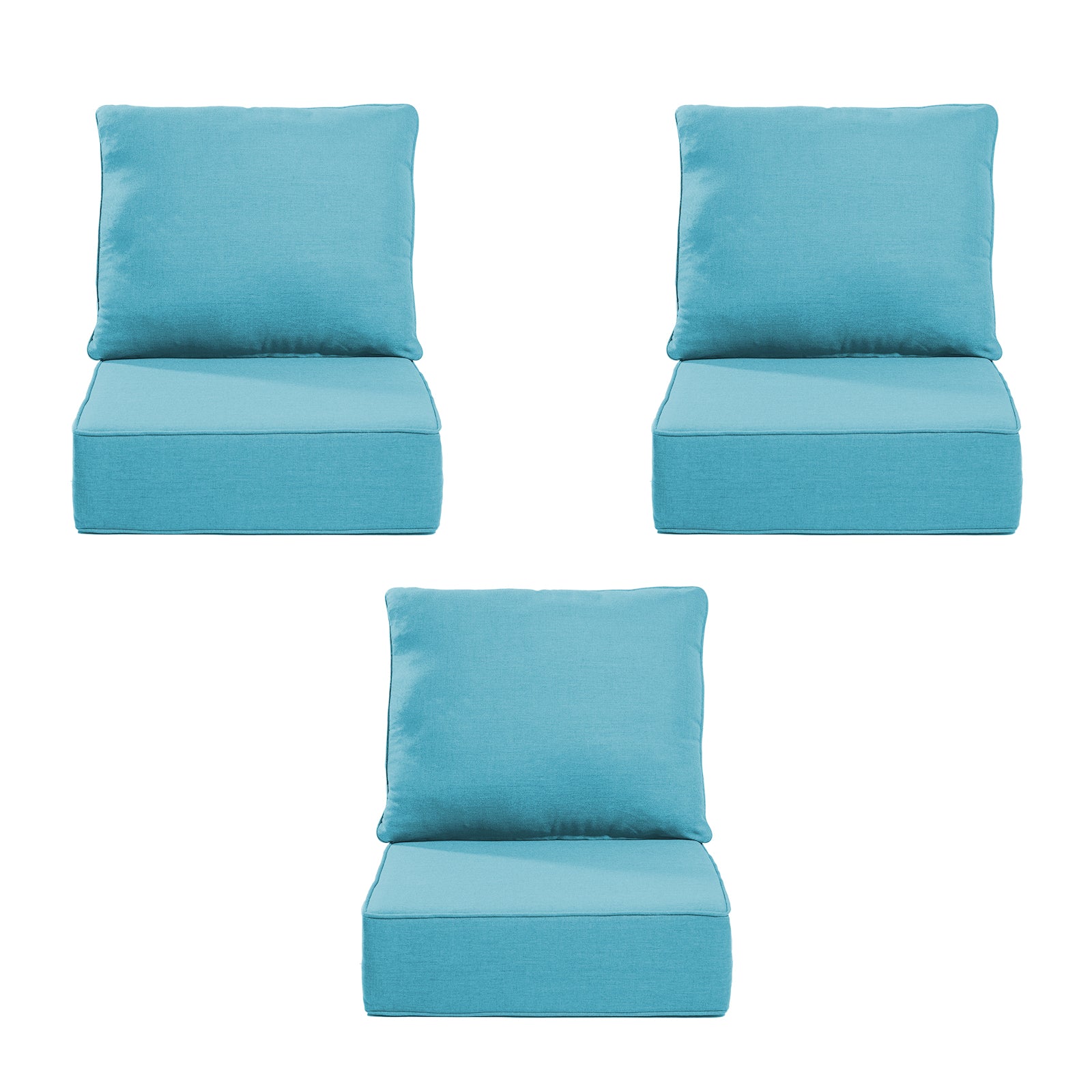 Gymojoy Outdoor Wicker Furniture Cushion Set, 24 x 24 x 6 Thicken Deep Seat Patio Chair Cushions, 3 Sets