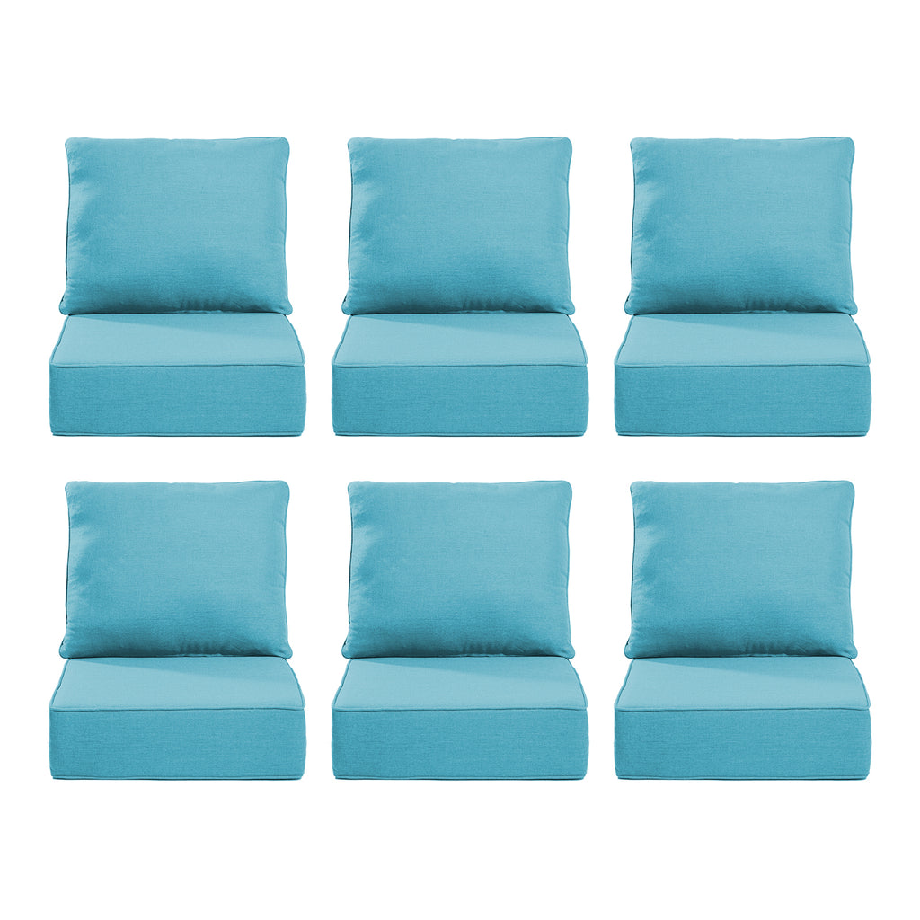 Gymojoy Outdoor Wicker Furniture Cushion Set, 24 x 24 x 6 Thicken Deep Seat Patio Chair Cushions, 6 Sets