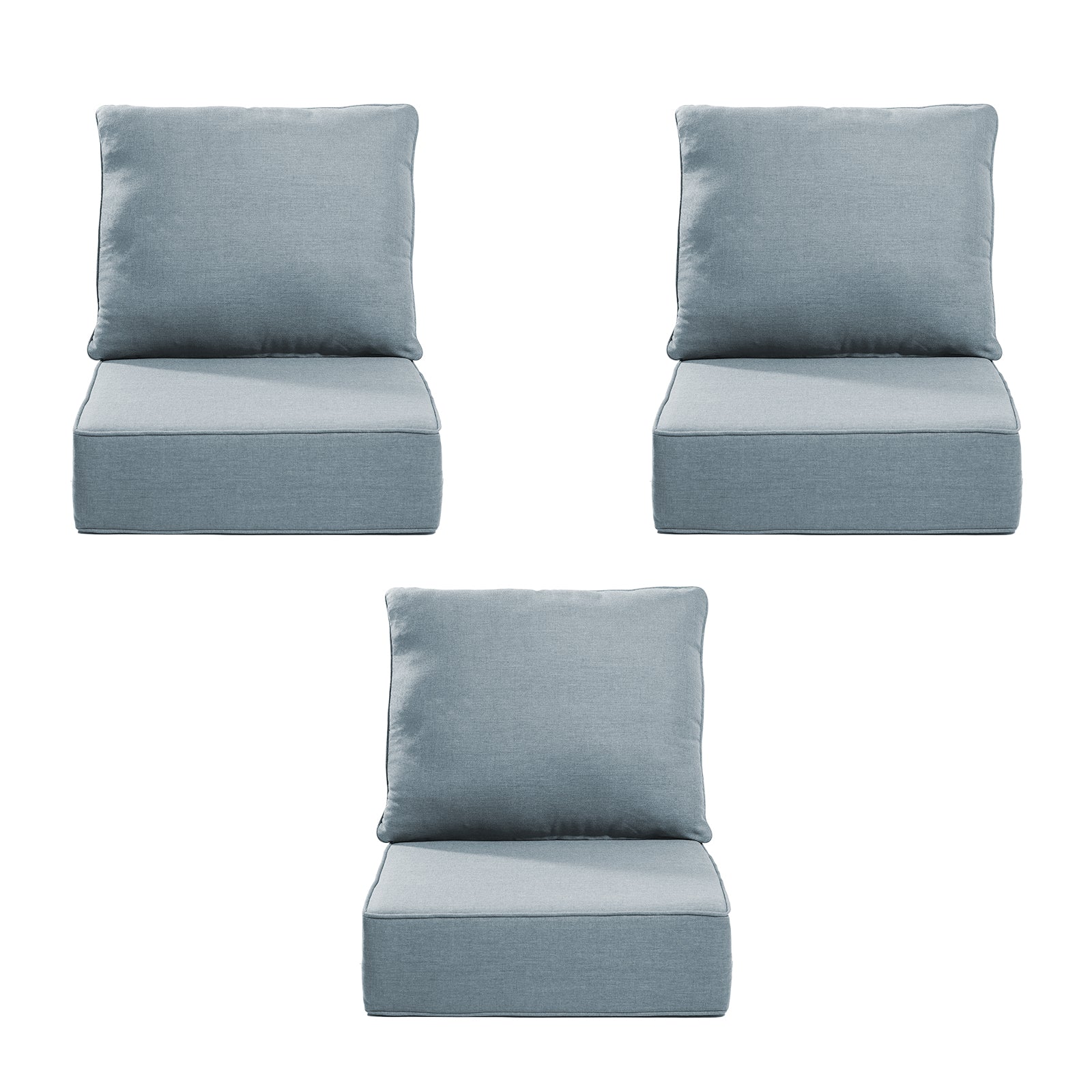 Gymojoy Outdoor Wicker Furniture Cushion Set, 24 x 24 x 6 Thicken Deep Seat Patio Chair Cushions, 3 Sets