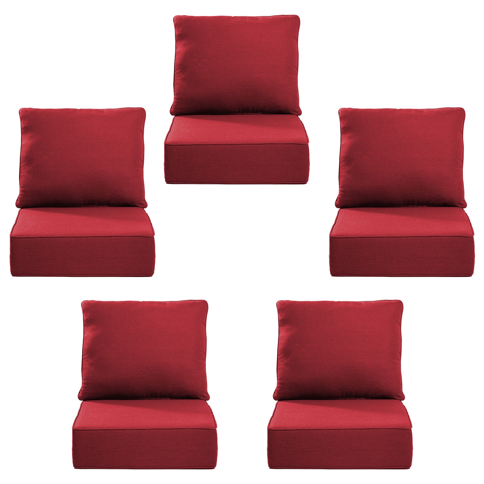 Gymojoy Outdoor Wicker Furniture Cushion Set, 24 x 24 x 6 Thicken Deep Seat Patio Chair Cushions, 5 Sets