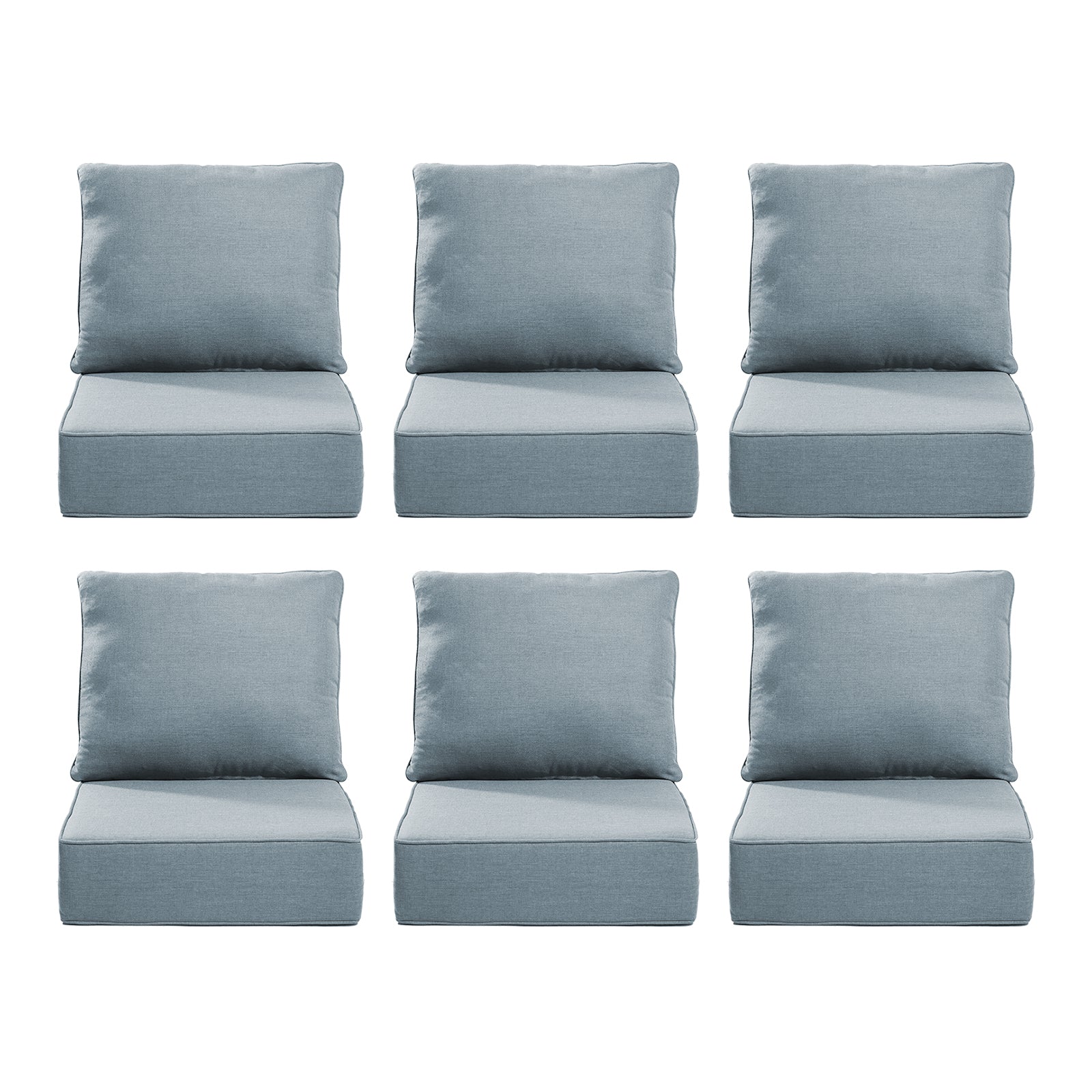 Gymojoy Outdoor Wicker Furniture Cushion Set, 24 x 24 x 6 Thicken Deep Seat Patio Chair Cushions, 6 Sets