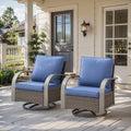 Gymojoy 2-Piece Outdoor Swivel Gliders, Patio Wicker Bistro Furniture Swivel Rocking Chair Set for Porch Balcony Backyard