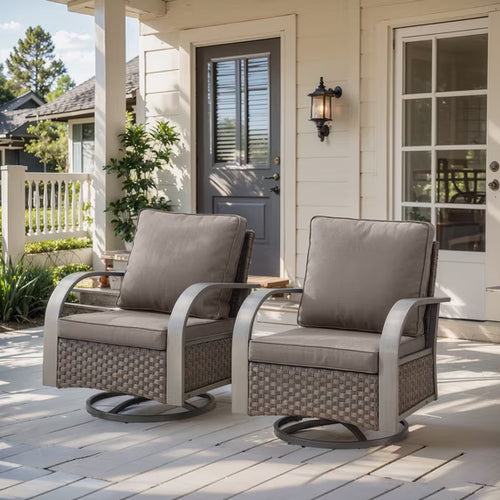 Gymojoy 2-Piece Outdoor Swivel Gliders, Patio Wicker Bistro Furniture Swivel Rocking Chair Set for Porch Balcony Backyard