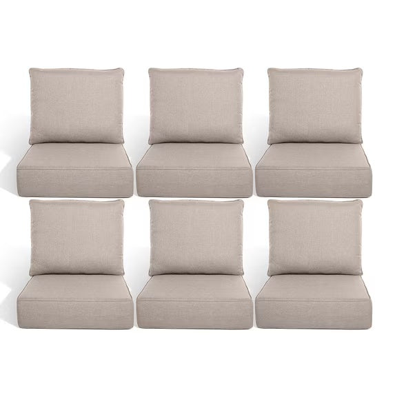 Gymojoy 22 in. x 24 in. x 6 in.Deep Seat Cushion Set, Olefin 12-Piece Deep Seating Outdoor Replacement Lounge Chair loveseat Sofa Cushion