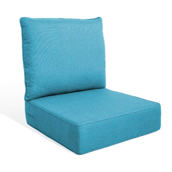 Gymojoy 22 in. x 24 in. x 6 in.Deep Seat Cushion Set, Olefin 2-Piece Deep Seating Outdoor Replacement Lounge Chair loveseat Sofa Cushion in Babyblue
