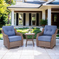 Gymojoy 3 Pieces Outdoor Swivel Rocker Patio Chairs, Wicker Patio Bistro Set with 2 Rocking Chairs and 1 Side Table, Patio Furniture Set with 6-inch.Thickened Cushions for Porch, Backyard