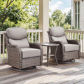 Gymojoy 3 Pieces Patio Furniture Set, Outdoor Swivel Glider Rocker, Wicker Patio Bistro Set with Rocking Chair, 6-inch Thick Cushions and Side Table for Porch