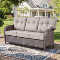 Gymojoy 3-Seater Wicker Patio Sofa, Outdoor Rattan Deep Seat Couch with 5" Thick Cushions for Porch Garden Poolside
