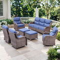 Gymojoy 7 Pieces Wicker Patio Conversations Sets, Patio Swivel Glider Chair with 6 inch Thick Cushions for Garden, Poolside, Backyard