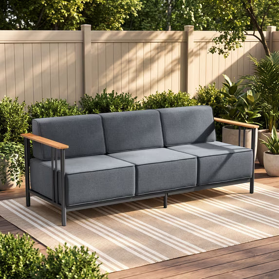 Gymojoy 79" Outdoor Patio Sofa, Oversized 3-Seater Couch with 10-Inch Thick Cushions and 800lbs Capacity for Porch, Poolside, Deck, Yard