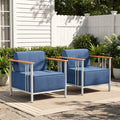 Gymojoy Outdoor Metal Patio Chairs Set of 2 with 10-inch Thick Cushions and 350 Capacity for Porch Balcony Backyard Apartment