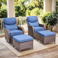 Gymojoy Outdoor Patio Furniture Set - 4 Piece Patio Conversation Set with Swivel Rocker Chairs and Ottomans, 6 inch Cushions, High Back, Deep Seating, for Porch Deck Garden